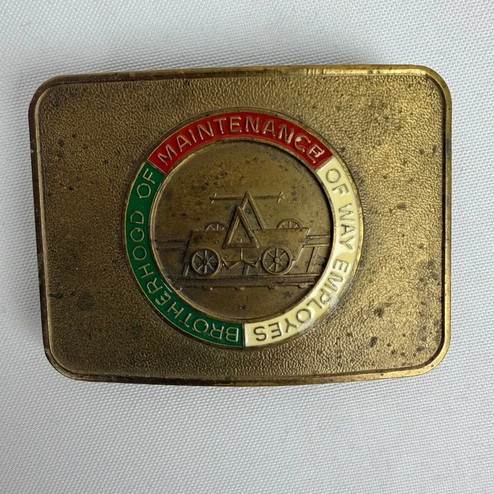 Vintage Brotherhood Maintenance‎ Way Employes BMWE Brass Belt Buckle Union Made